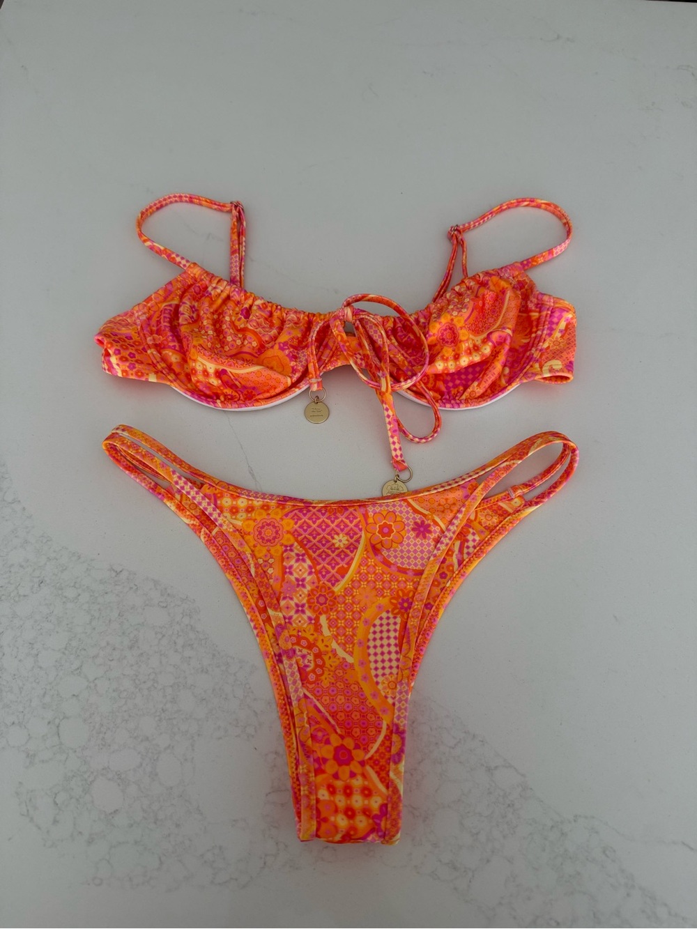 kulani kinis orange bikini set